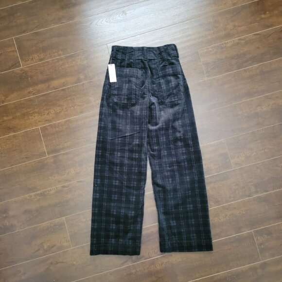 Anthropologies Maeve Colette Cropped Wide Leg Corduroy Pants Womens 24 Plaid - Picture 3 of 8